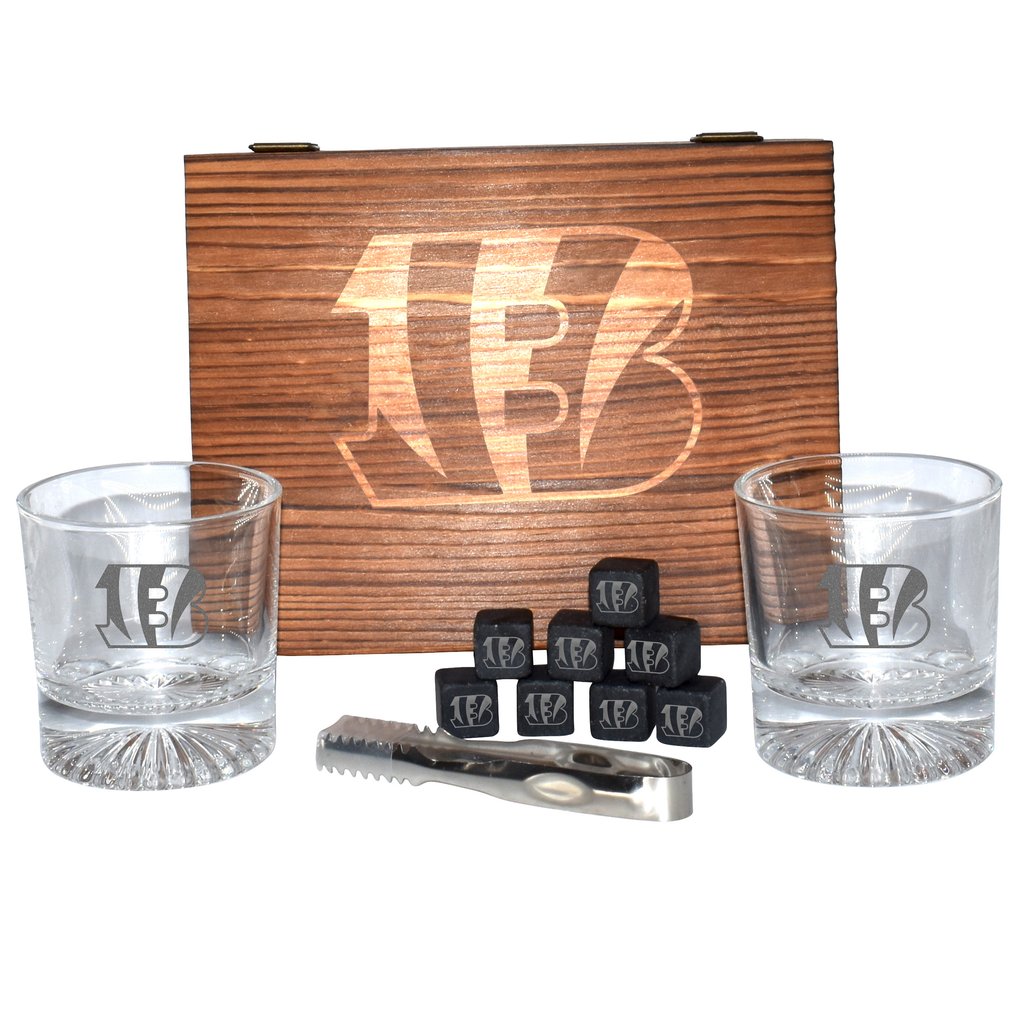 Cincinnati Bengals The Memory Company Wood Boxed Drinkware Set