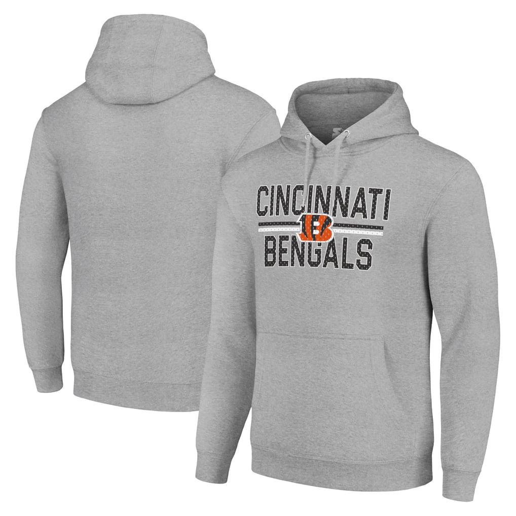Cincinnati Bengals Starter Unisex Team Mesh Print Graphic Tri-Blend Pullover Hoodie - Heather Gray