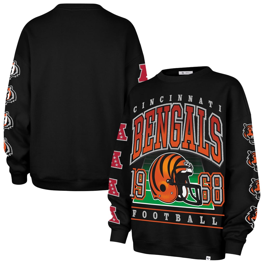  Cincinnati Bengals '47 Women's Go Big Oversized Pullover Sweatshirt - Black