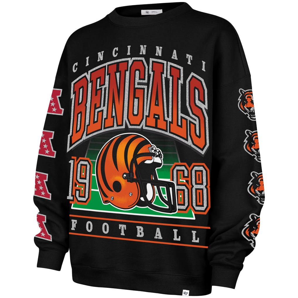  Cincinnati Bengals '47 Women's Go Big Oversized Pullover Sweatshirt - Black