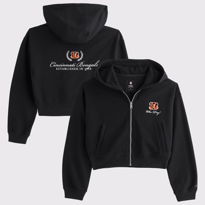 Cincinnati Bengals Abercrombie & Fitch Women's YPB On The Go 6AM Full-Zip Hoodie - Black