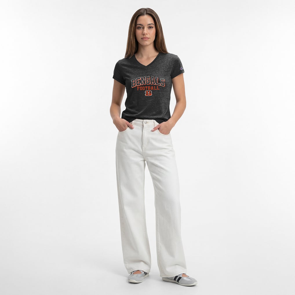 Cincinnati Bengals Champion Women's Triumph Tri-Blend V-Neck T-Shirt - Black