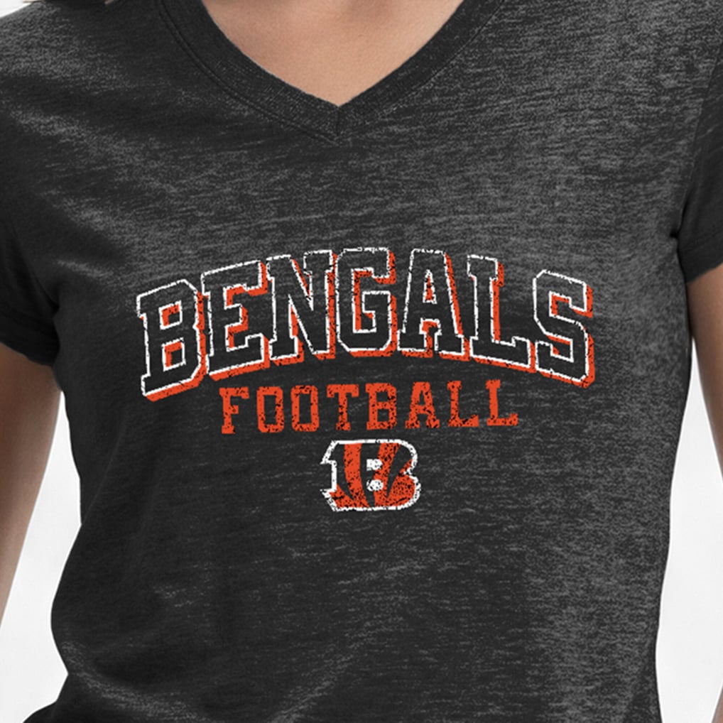 Cincinnati Bengals Champion Women's Triumph Tri-Blend V-Neck T-Shirt - Black