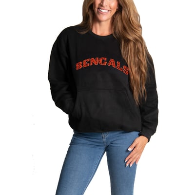 Cincinnati Bengals Cuce Women's Chenille Jeweled Sweatshirt - Black