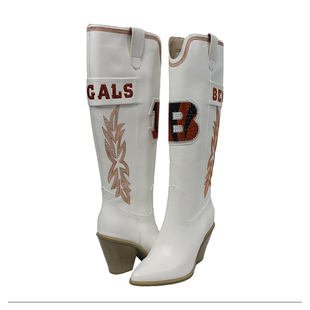  Cincinnati Bengals Cuce Knee High Cowboy Boots - White