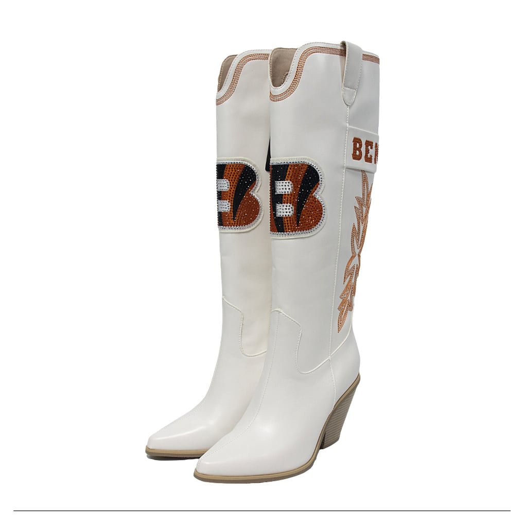  Cincinnati Bengals Cuce Knee High Cowboy Boots - White