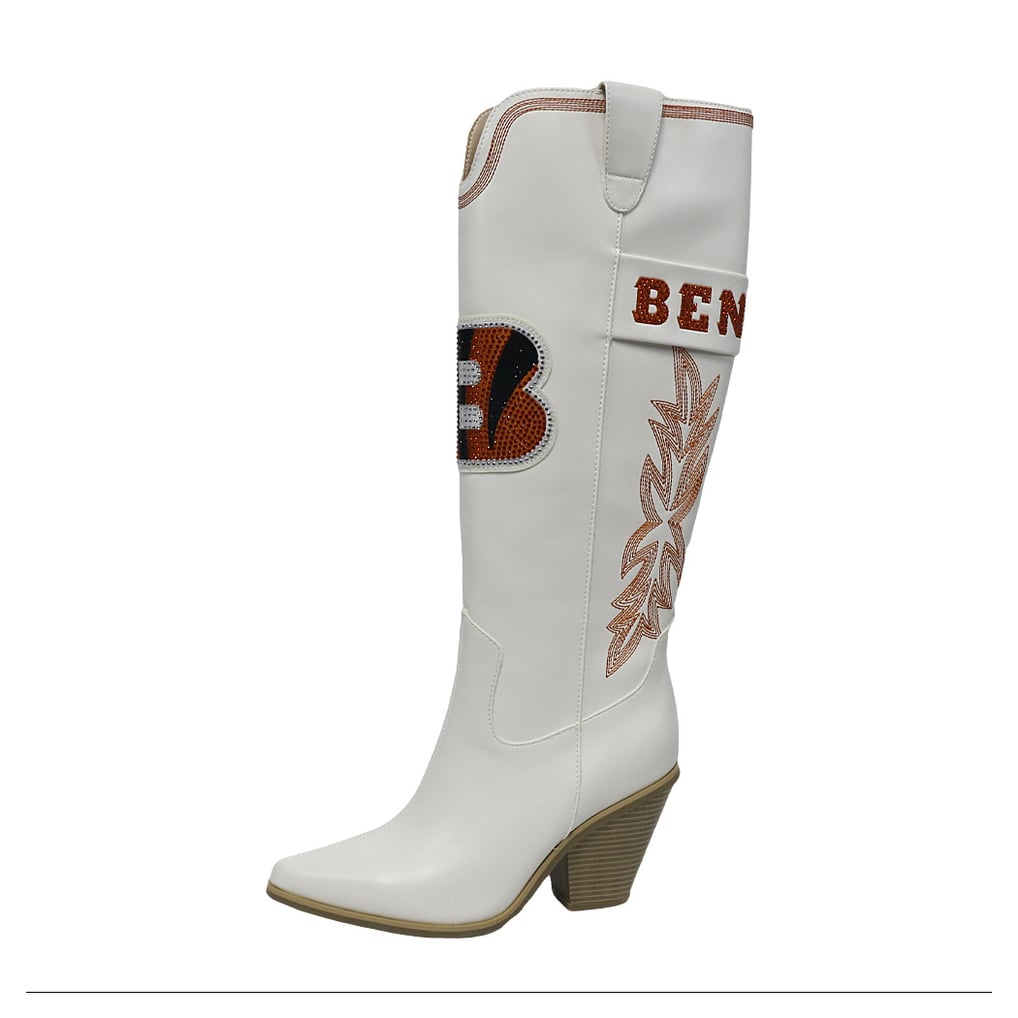 Cincinnati Bengals Cuce Knee High Cowboy Boots - White