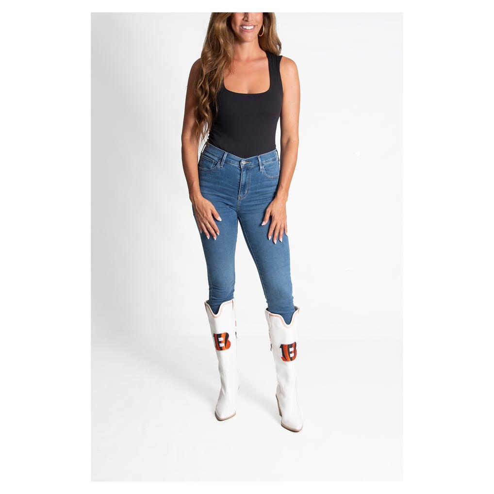  Cincinnati Bengals Cuce Knee High Cowboy Boots - White