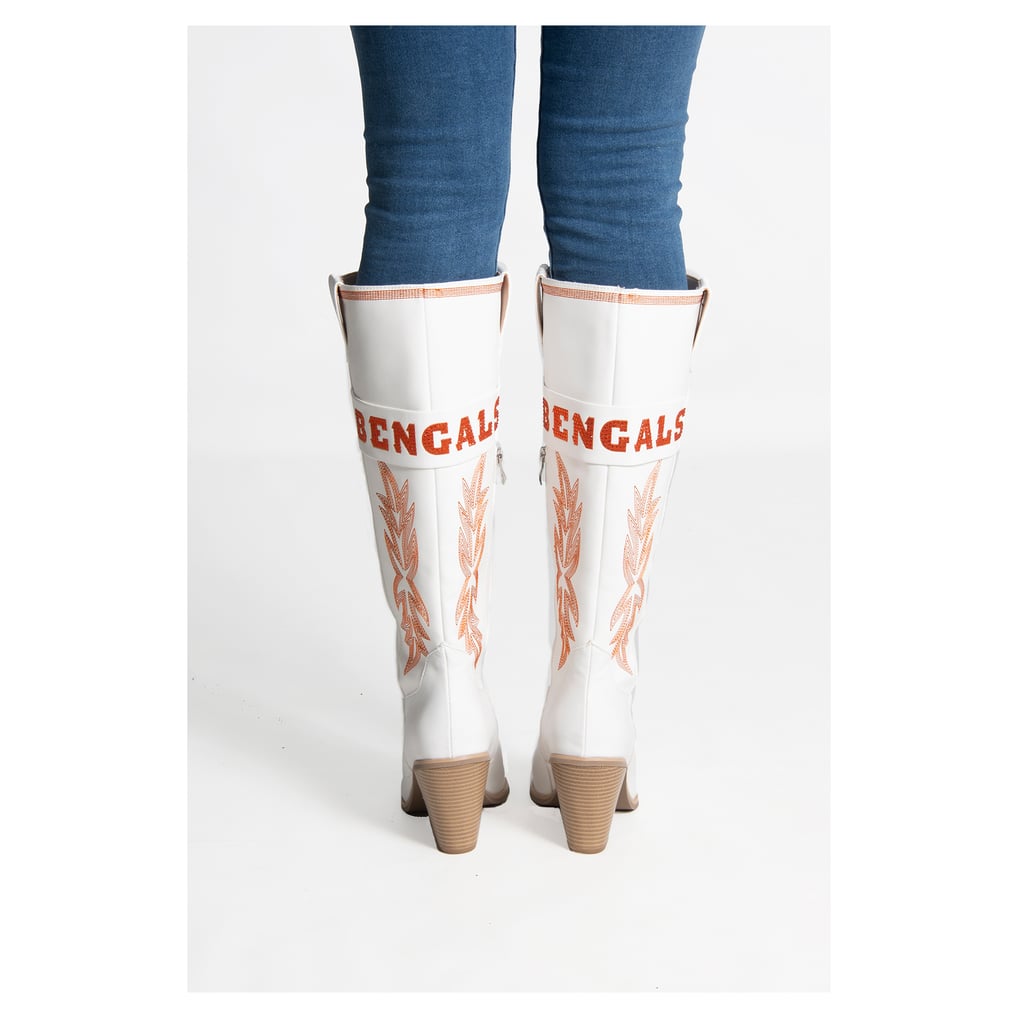  Cincinnati Bengals Cuce Knee High Cowboy Boots - White