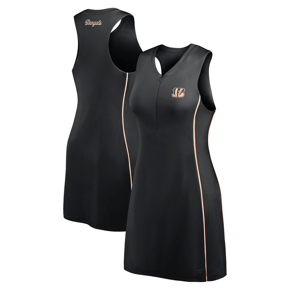 Cincinnati Bengals Fanatics Women's Studio Boost Athletic Half-Zip Dress - Black