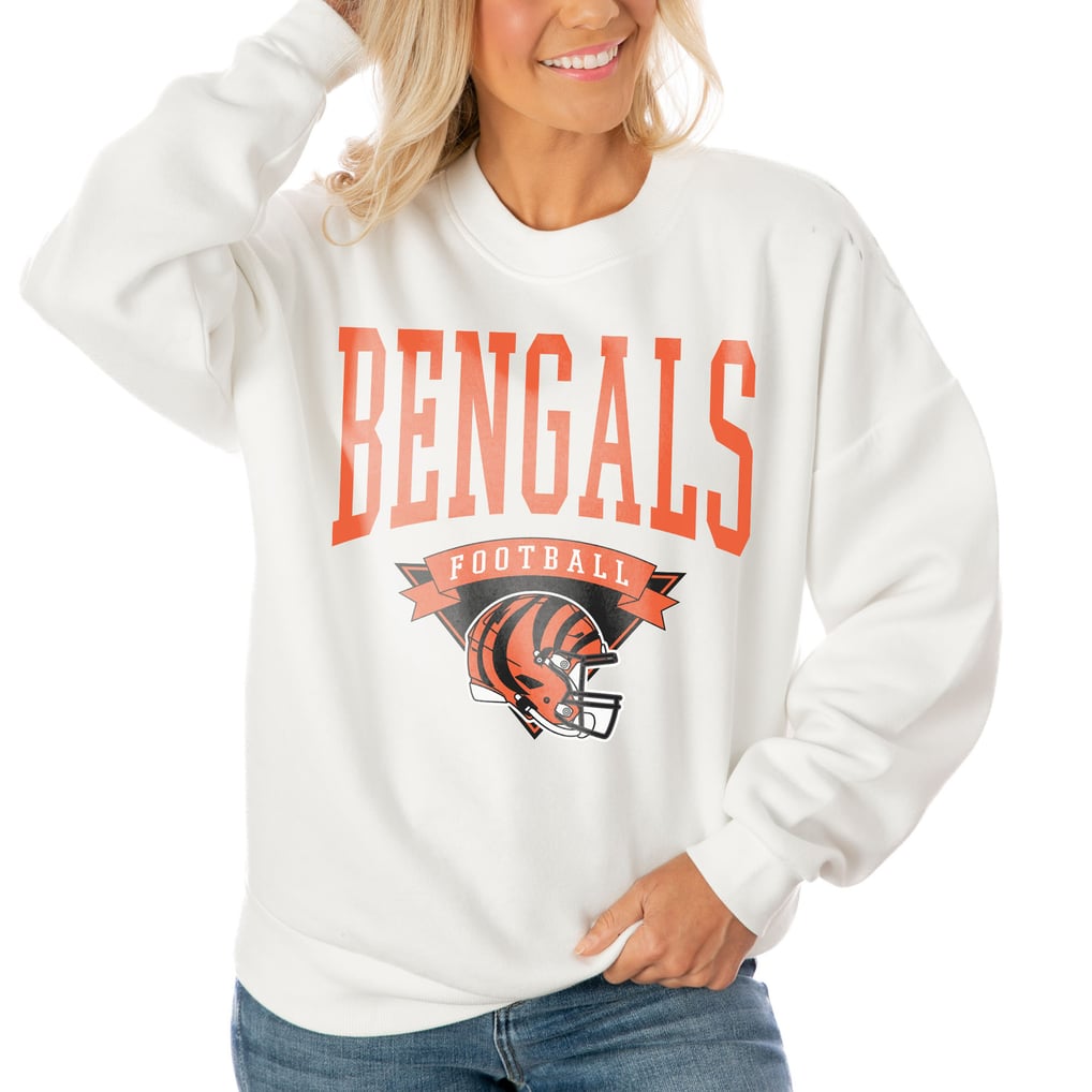 Cincinnati Bengals Gameday Couture Women's Oversized Yard Line Tri-Blend Pullover Sweatshirt - White