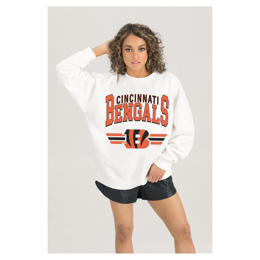  Cincinnati Bengals Gameday Couture Women's Swift Strike Premium Oversized Fleece Pullover Sweatshirt - White