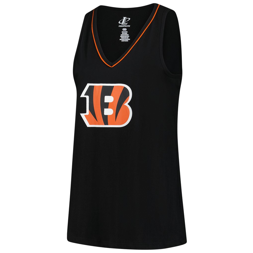 Cincinnati Bengals Logo Athletic Women's Plus Size Stellar Win V-Neck Tank Top - Black