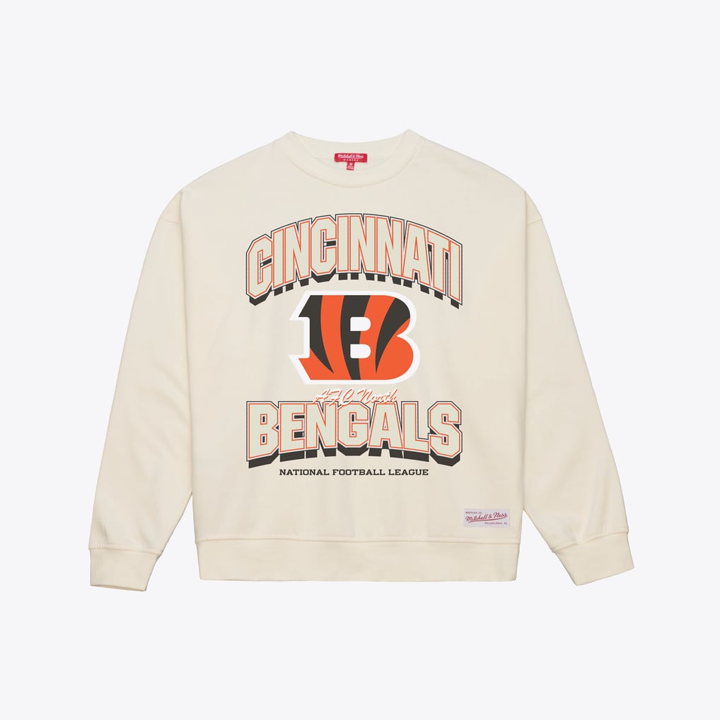  Cincinnati Bengals Mitchell & Ness Women's Tonal Arch Sweatshirt - Cream