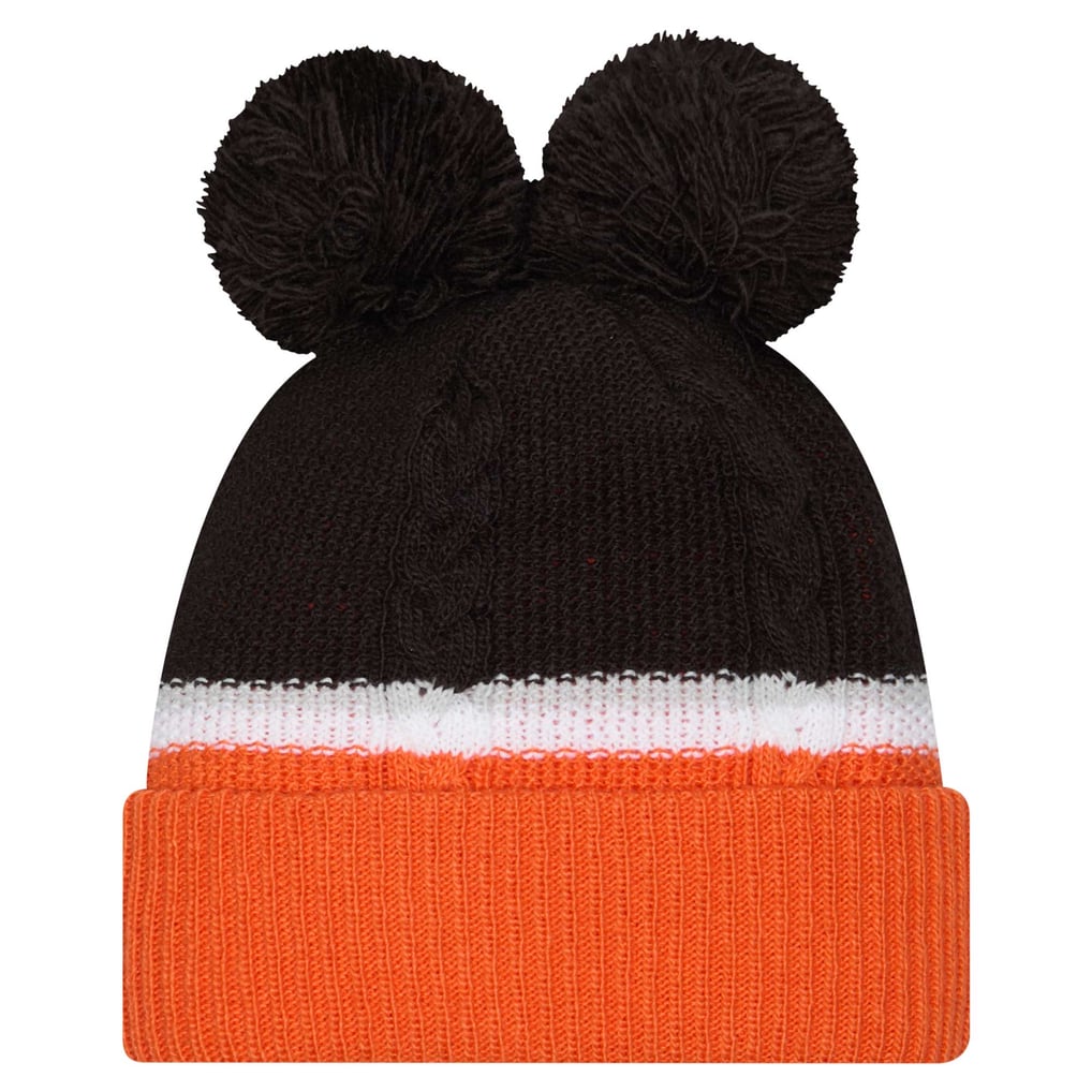  Cincinnati Bengals New Era Women's Double Bubble Cuffed Knit Hat with Poms - Black