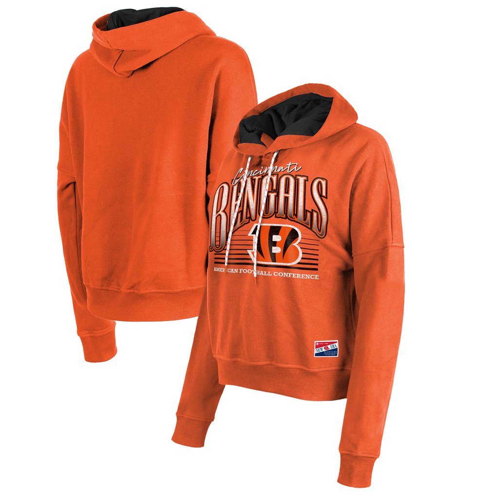 Cincinnati Bengals New Era Women's Boxy Pullover Hoodie - Orange
