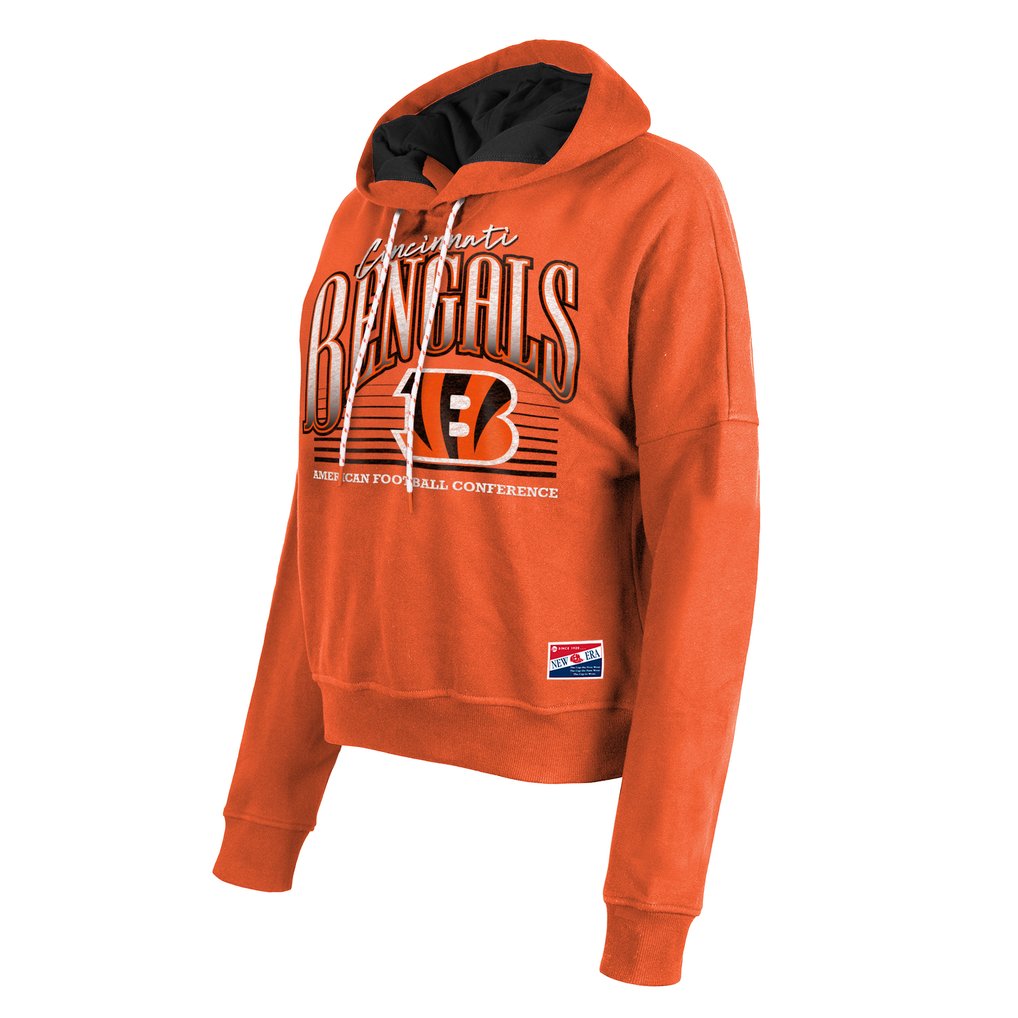 Cincinnati Bengals New Era Women's Boxy Pullover Hoodie - Orange
