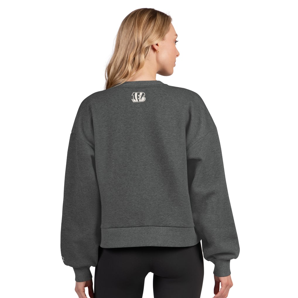  Cincinnati Bengals Starter Women's Show Up Cropped Fleece Pullover Sweatshirt - Heather Gray