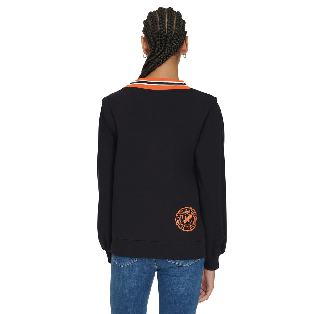 Cincinnati Bengals Tommy Hilfiger Women's Alice V-Neck Pullover Sweatshirt - Black