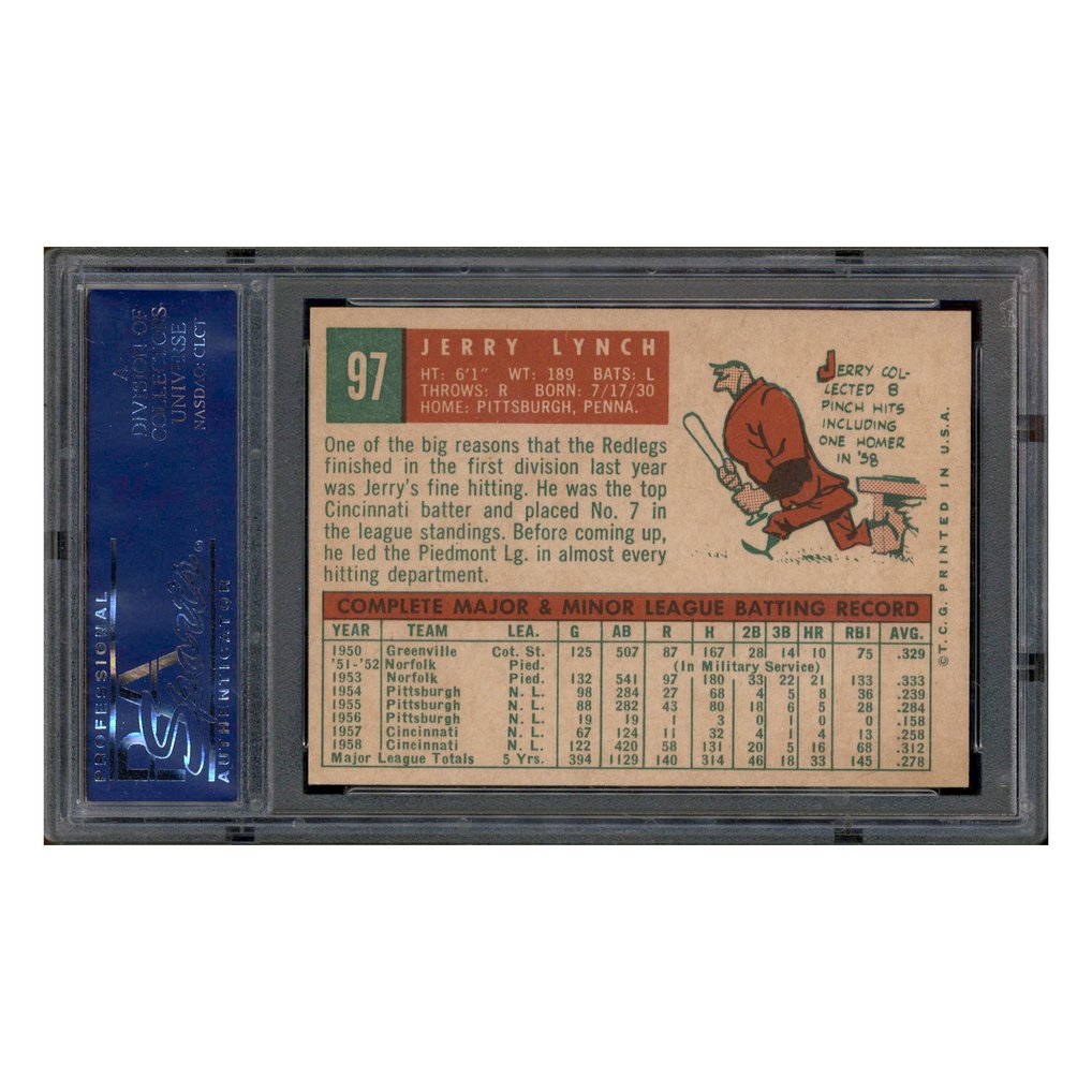 1959 Topps #97 Jerry Lynch PSA 8