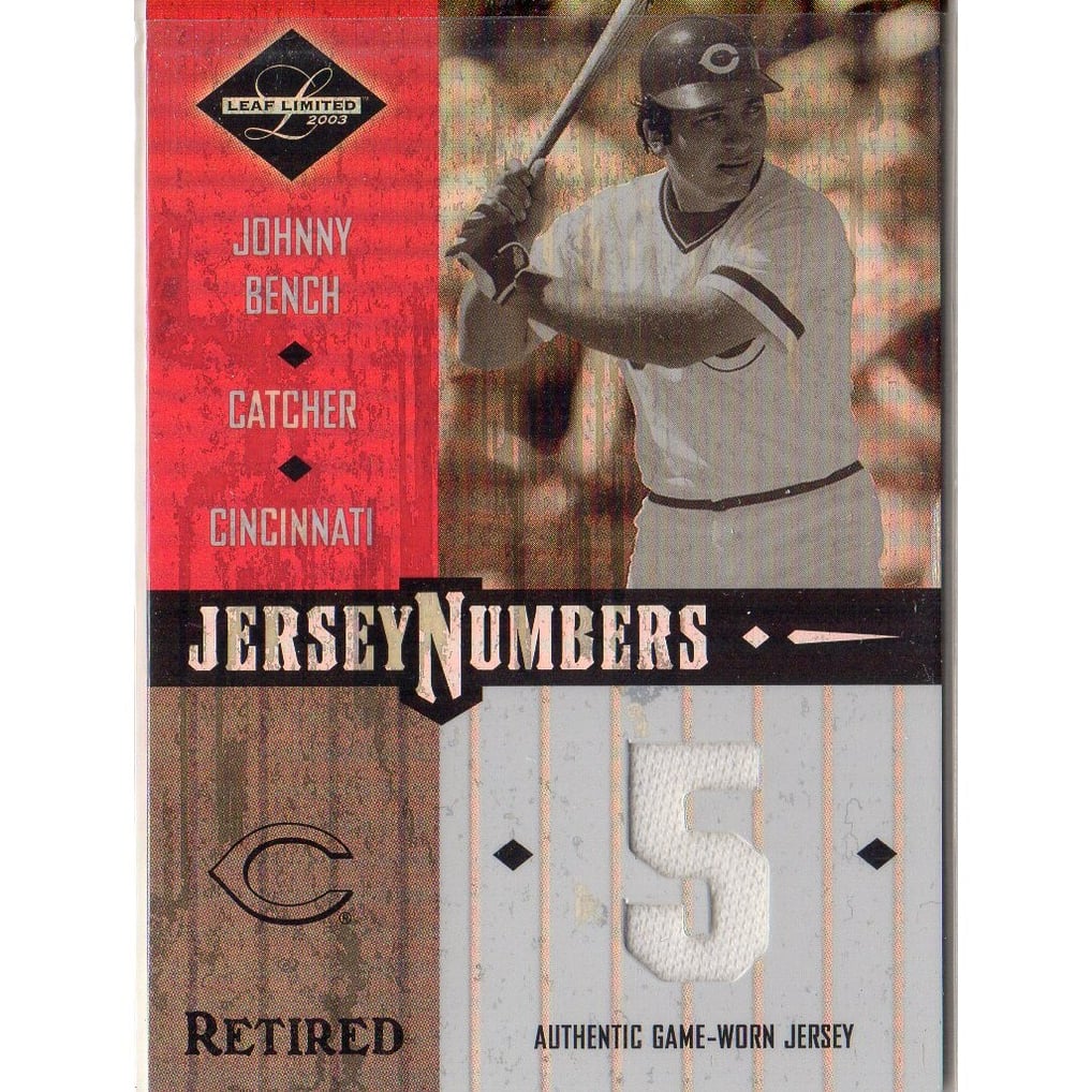 2003 Leaf Limited Jersey Numbers Retired #33 Johnny Bench/5