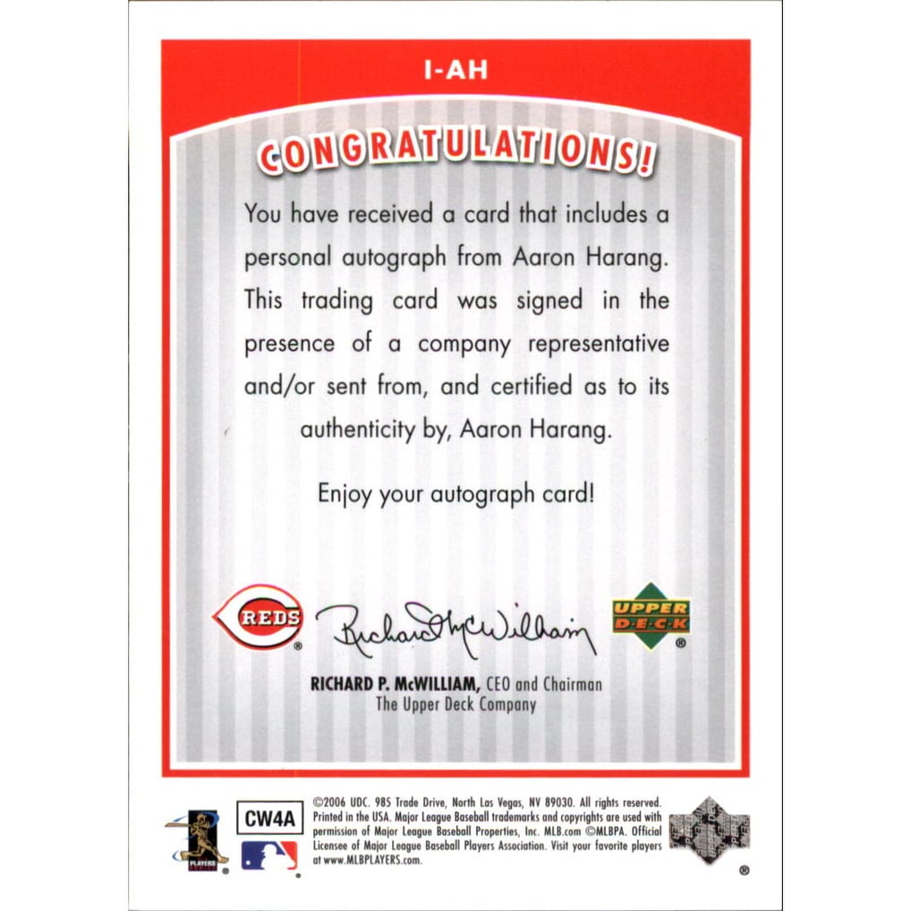 2006 Upper Deck INKredible #AH Aaron Harang UPD