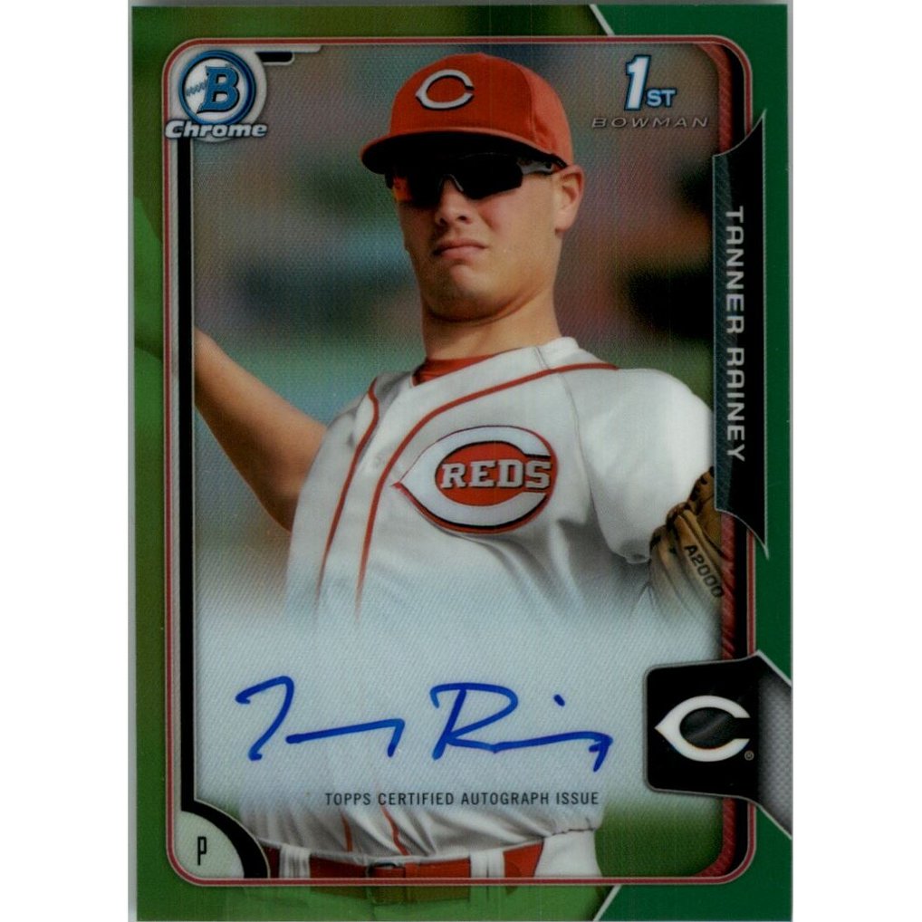 2015 Bowman Chrome Draft Draft Pick Autographs Green Refractors #BCATR Tanner Rainey
