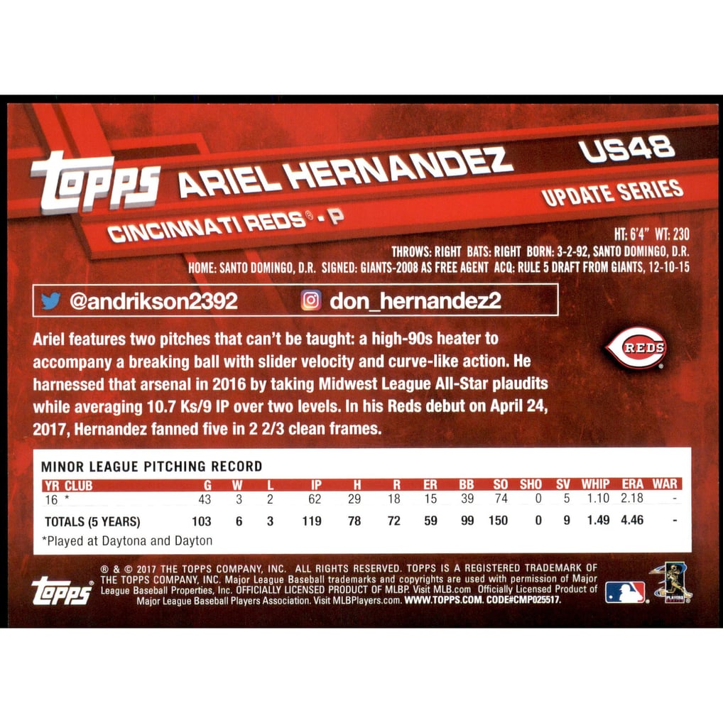 2017 Topps Update 5x7 #US48 Ariel Hernandez