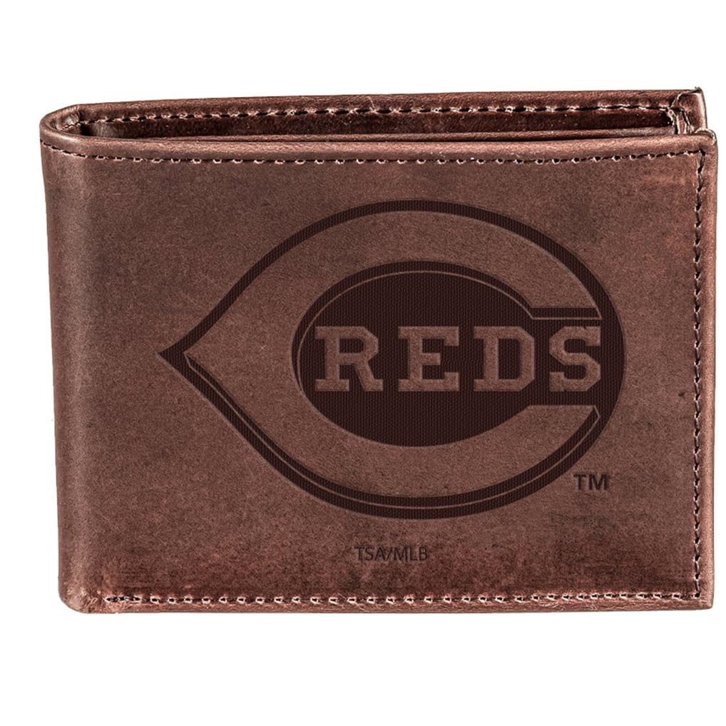 Cincinnati Reds Bi-Fold Leather Wallet - Brown