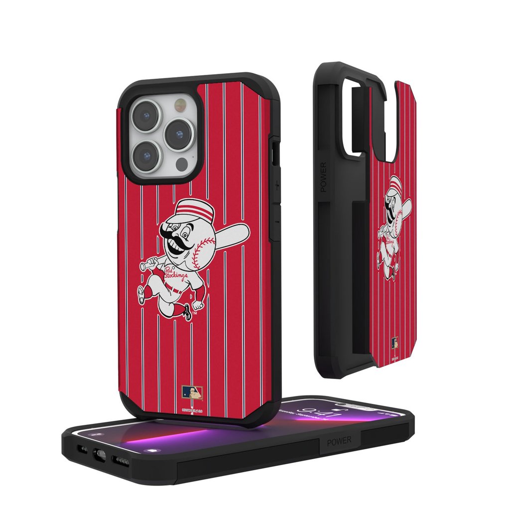 Cincinnati Reds iPhone Pinstripe Cooperstown Design Rugged Case - Red