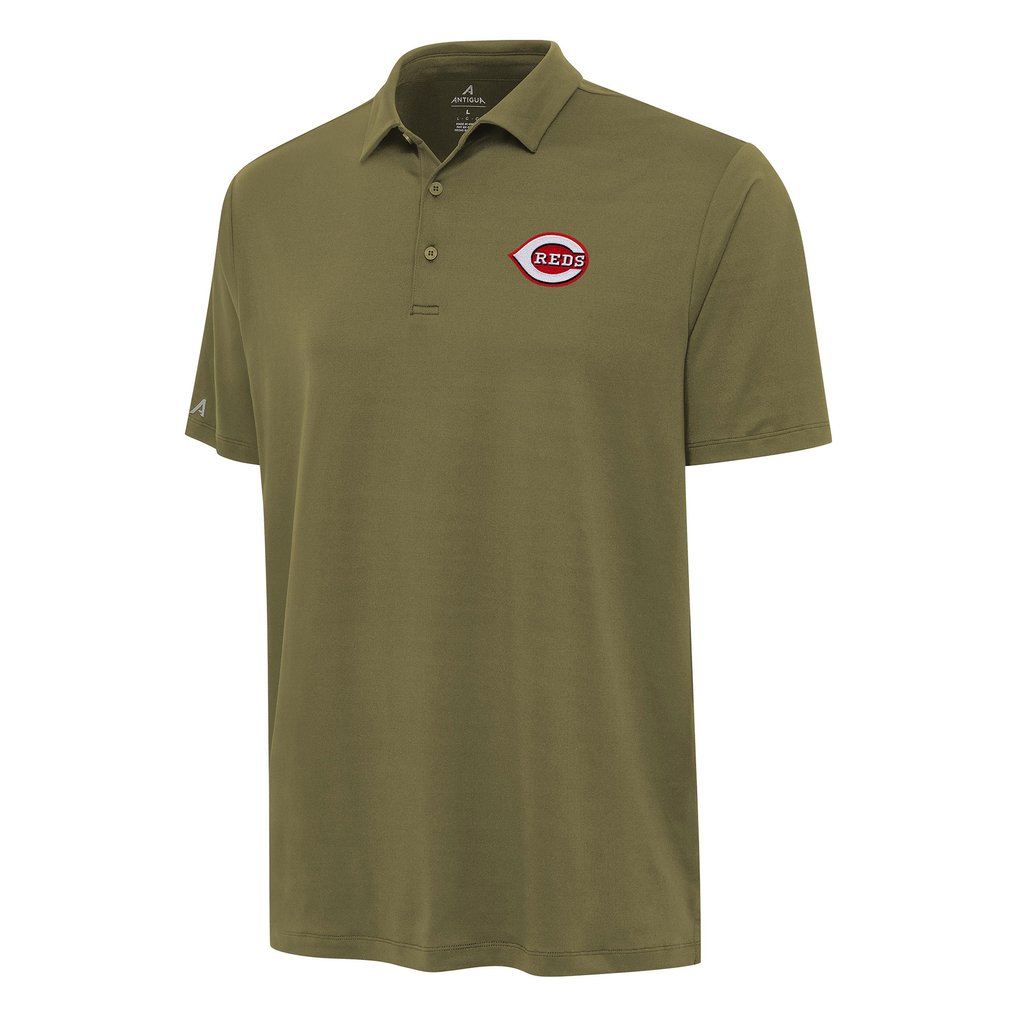  Cincinnati Reds Antigua Reprocess Polo - Olive