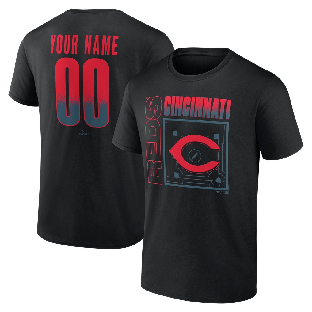 Cincinnati Reds  Home Field Pop Personalized Name & Number T-Shirt - Black