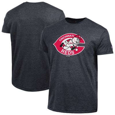  Cincinnati Reds Champion Cooperstown Logo Tri-Blend T-Shirt - Black