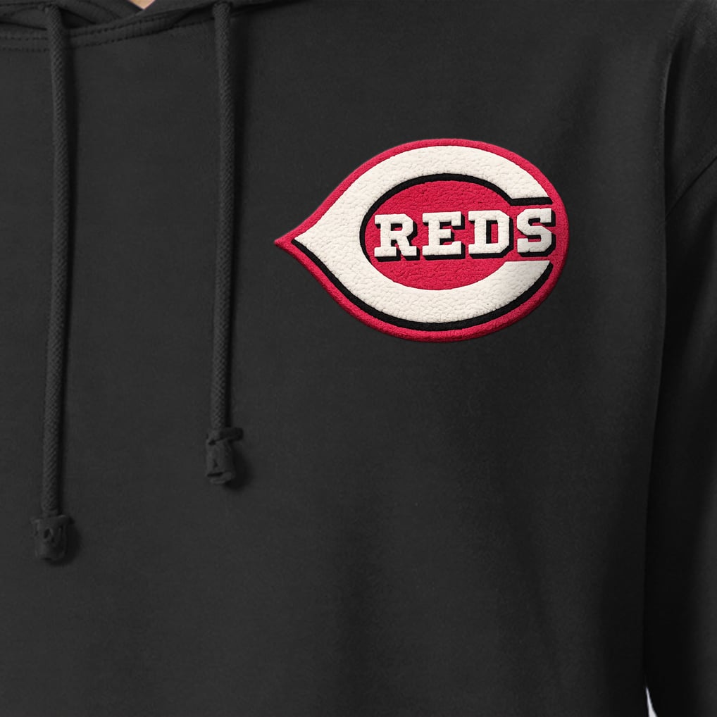  Cincinnati Reds Champion Reverse Weave Chenille Hoodie - Black