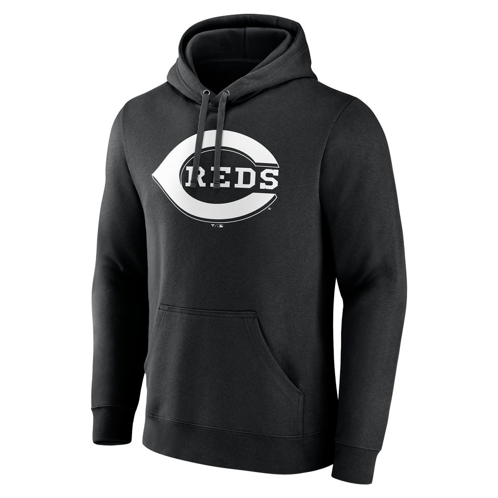 Cincinnati Reds Monochrome Personalized Name & Number Pullover Hoodie - Black