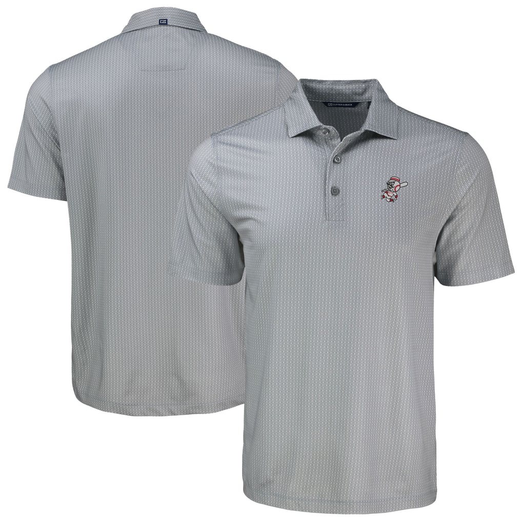 Cincinnati Reds Cutter & Buck Pike Eco Shadow Check Print - Gray