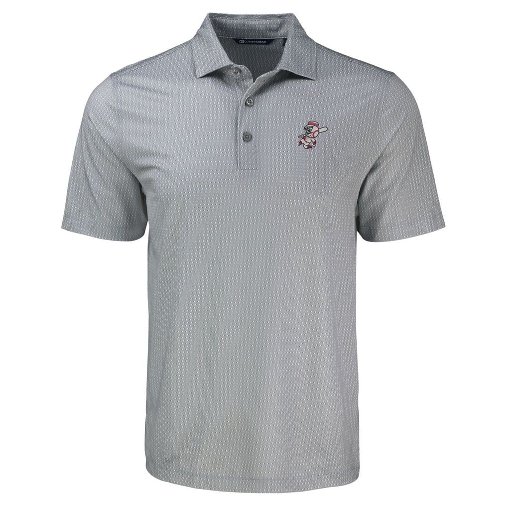 Cincinnati Reds Cutter & Buck Pike Eco Shadow Check Print - Gray