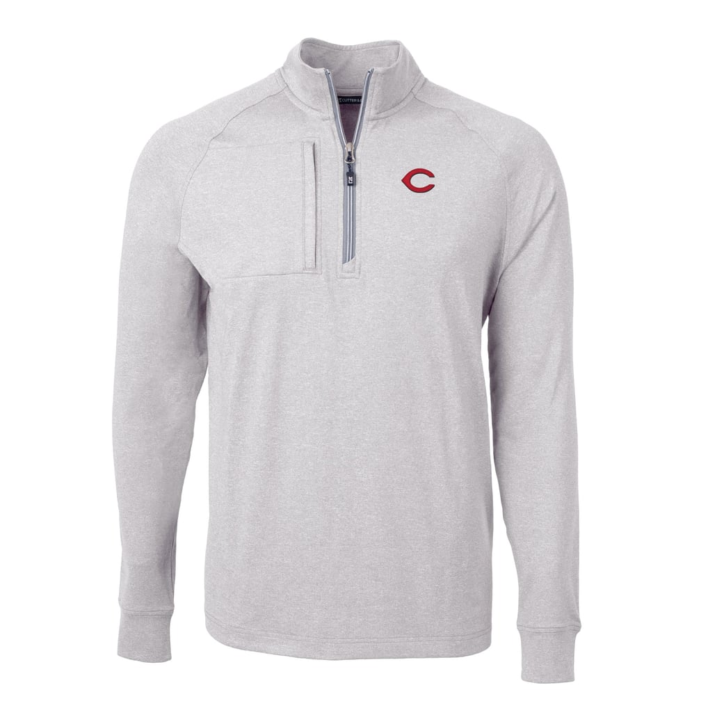 Cincinnati Reds Cutter & Buck Adapt Eco Knit Stretch Recycled Quarter-Zip Pullover Top - Heather Gray
