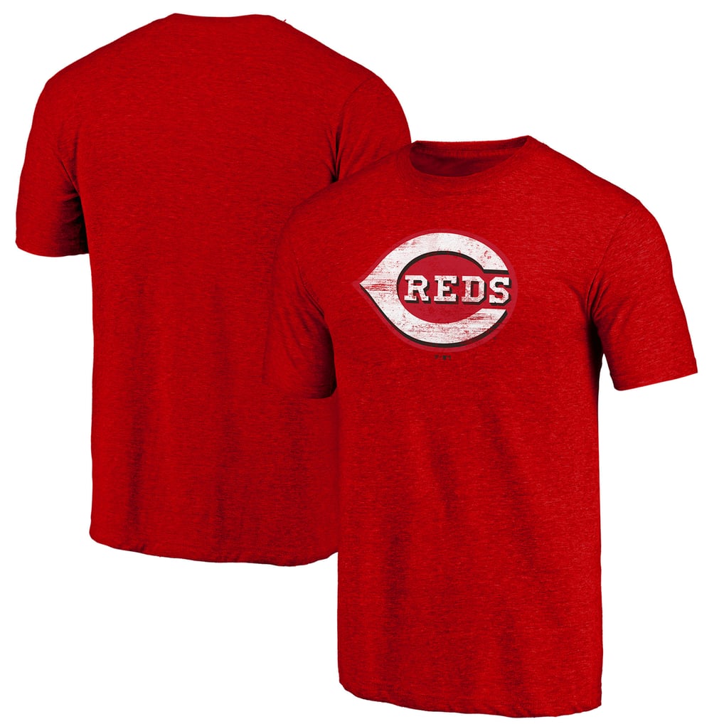 Cincinnati Reds Official Logo Tri-Blend T-Shirt - Heather Red