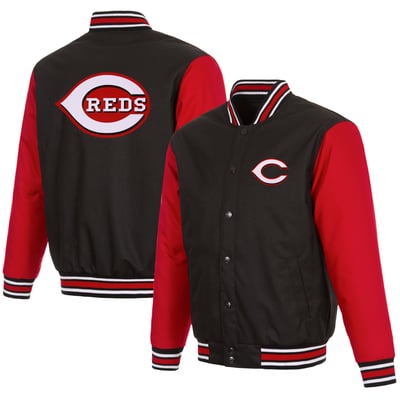 Cincinnati Reds JH Design Poly Twill Jacket - Black/Red