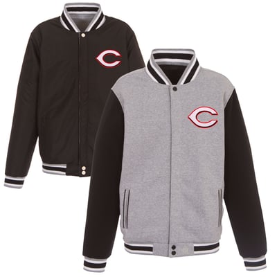 Cincinnati Reds JH Design Embroidered Reversible Full Snap Fleece Jacket - Gray