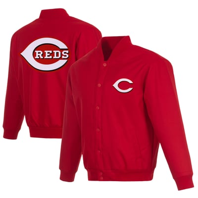Cincinnati Reds JH Design Full-Snap Pollytwill Varsity Jacket - Red