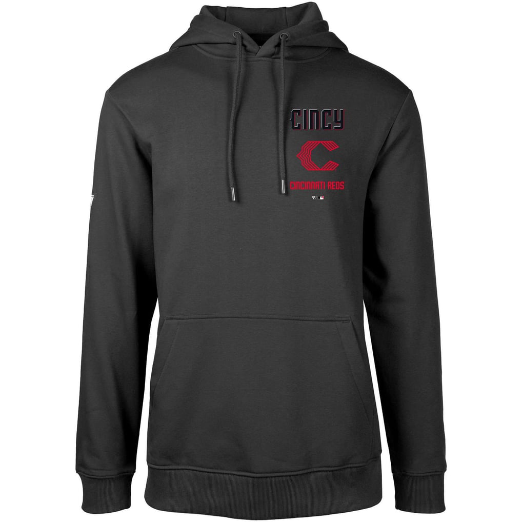 Cincinnati Reds Levelwear City Connect Podium Baseline Pullover Hoodie - Black