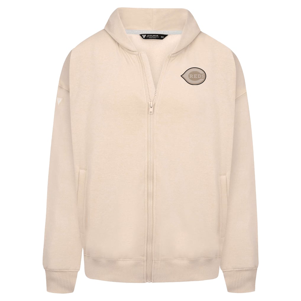 Cincinnati Reds Levelwear Uphill Oversized Full-Zip Hoodie - Khaki