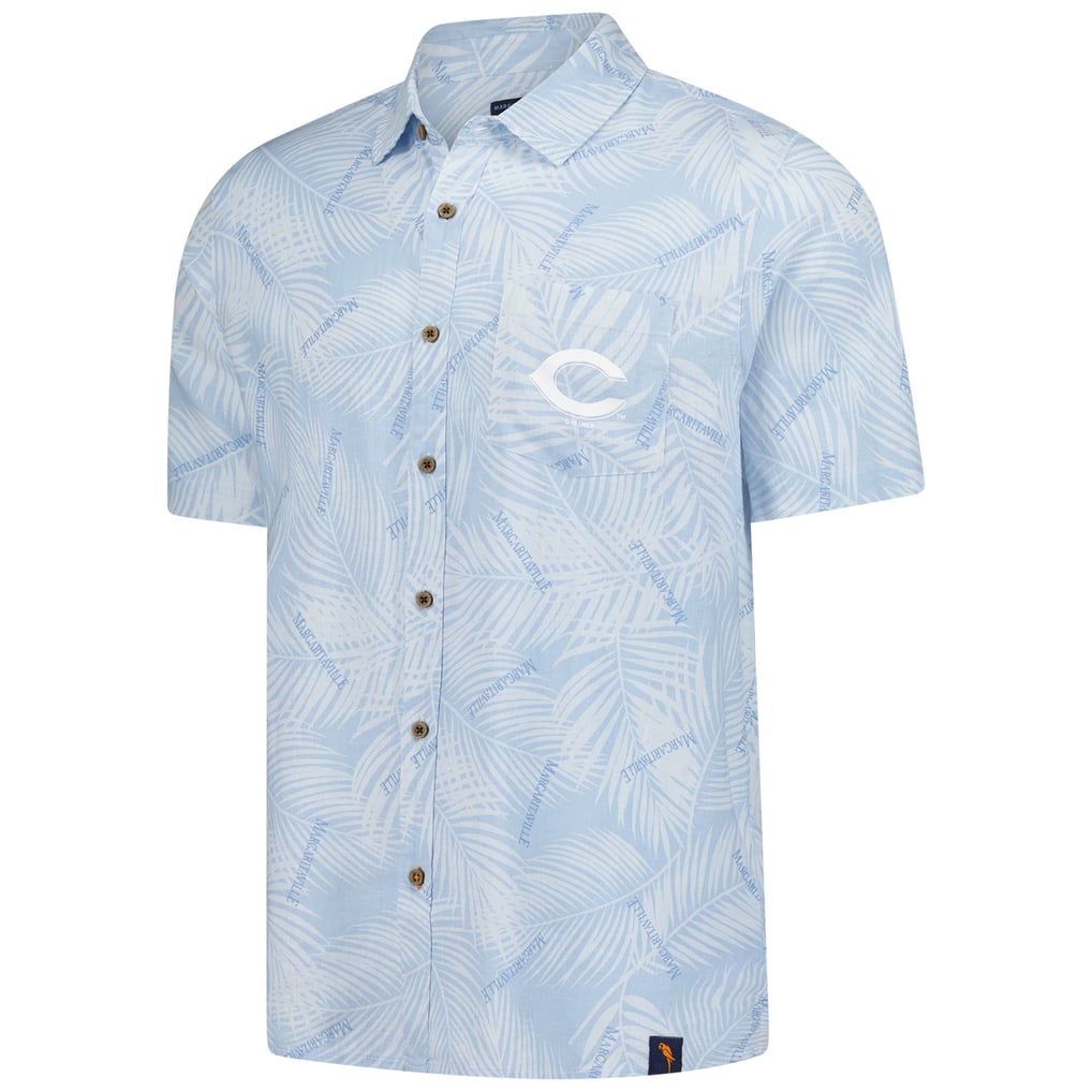 Cincinnati Reds Margaritaville Linen Party Button-Up Shirt - Blue