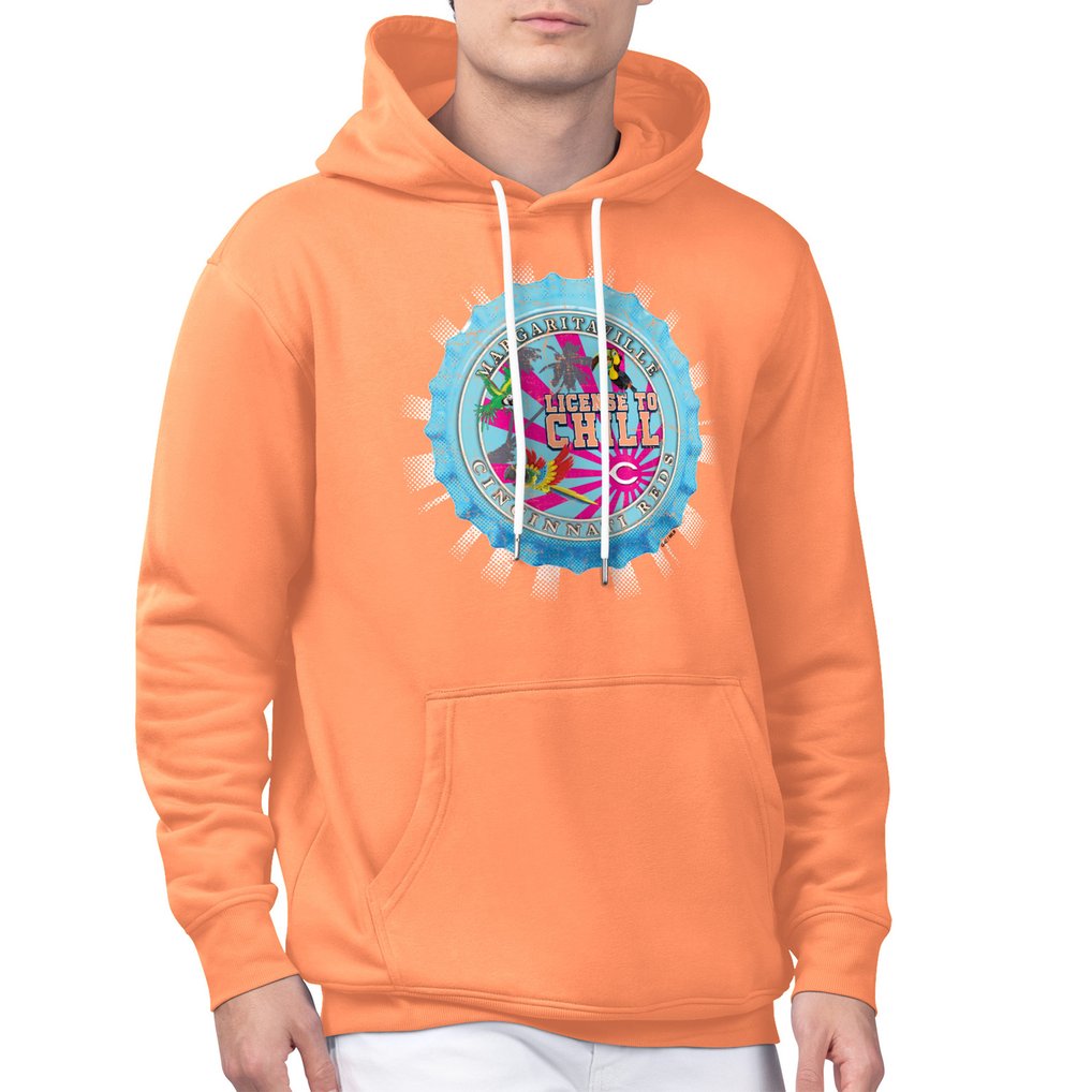  Cincinnati Reds Margaritaville Chill Bottle Cap Fleece Pullover Hoodie - Orange