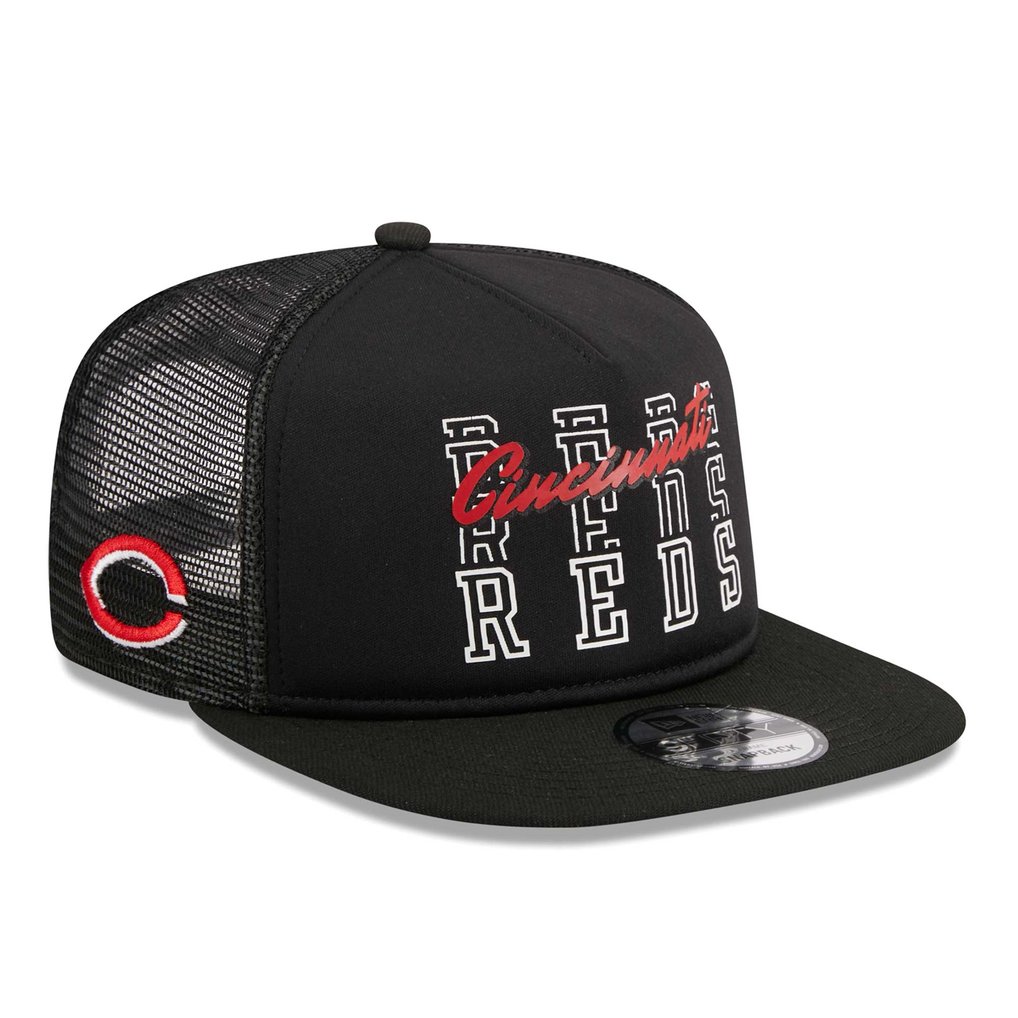 Cincinnati Reds New Era  Street Team A-Frame Trucker 9FIFTY Snapback Hat - Black