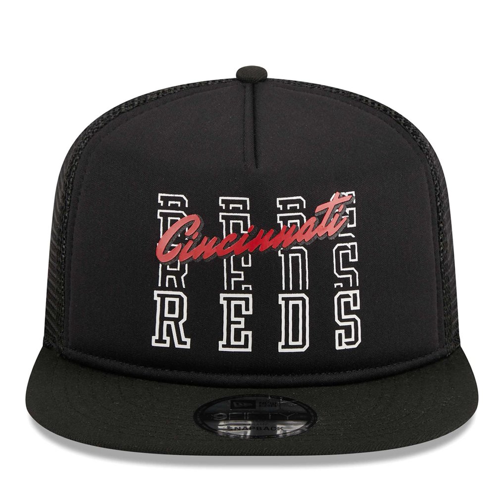 Cincinnati Reds New Era  Street Team A-Frame Trucker 9FIFTY Snapback Hat - Black