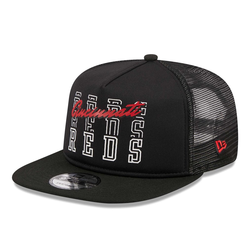 Cincinnati Reds New Era  Street Team A-Frame Trucker 9FIFTY Snapback Hat - Black