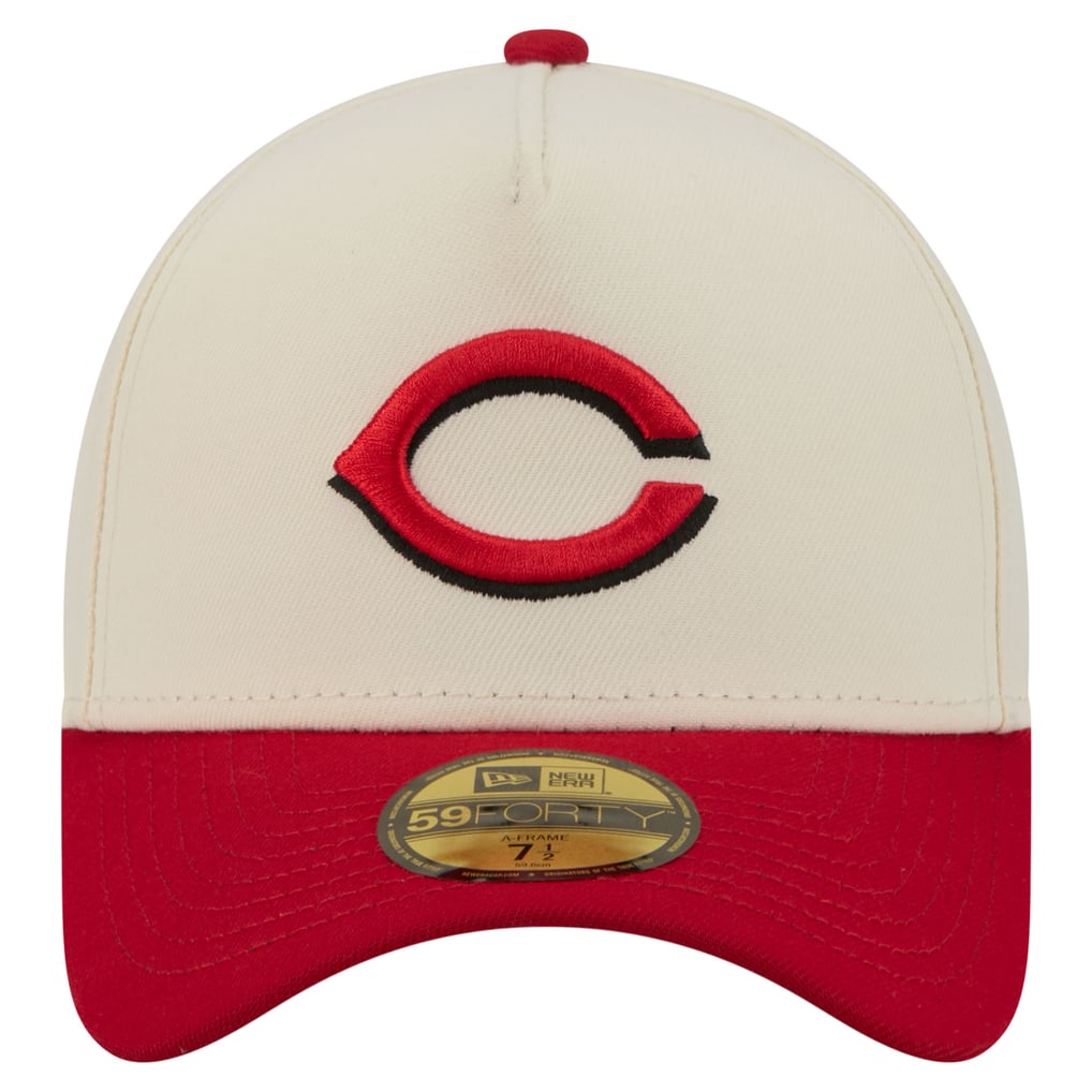  Cincinnati Reds New Era Chrome A-Frame 59FORTY Fitted Hat - Cream